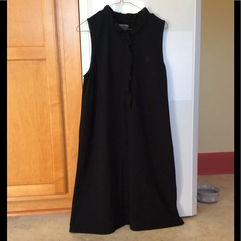 Vintage Ralph Lauren Black Cotton Sleeveless Dress - Picture 1 of 8